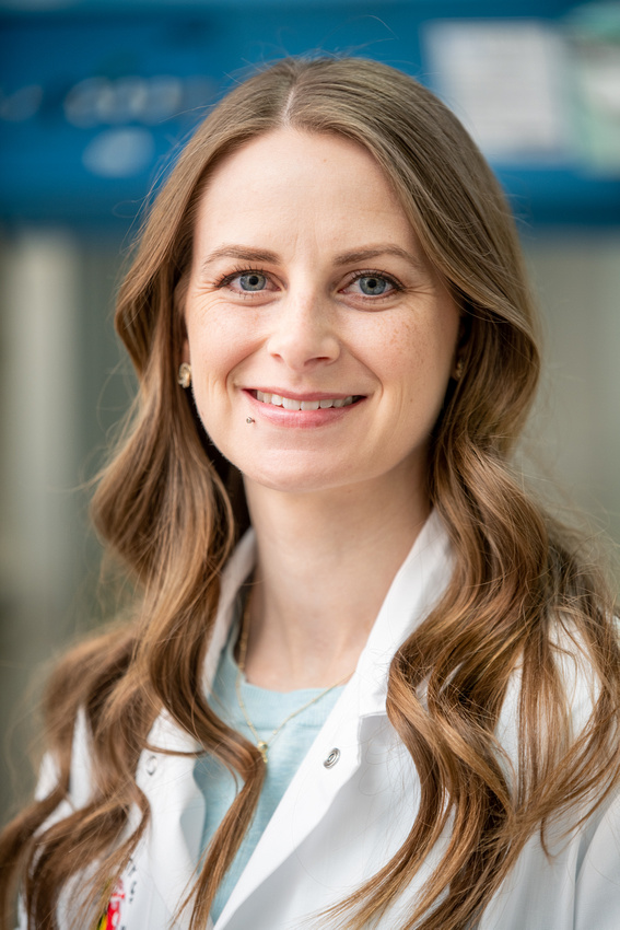 Woman with long hair smiling